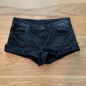 Cutoff distressed jean shorts